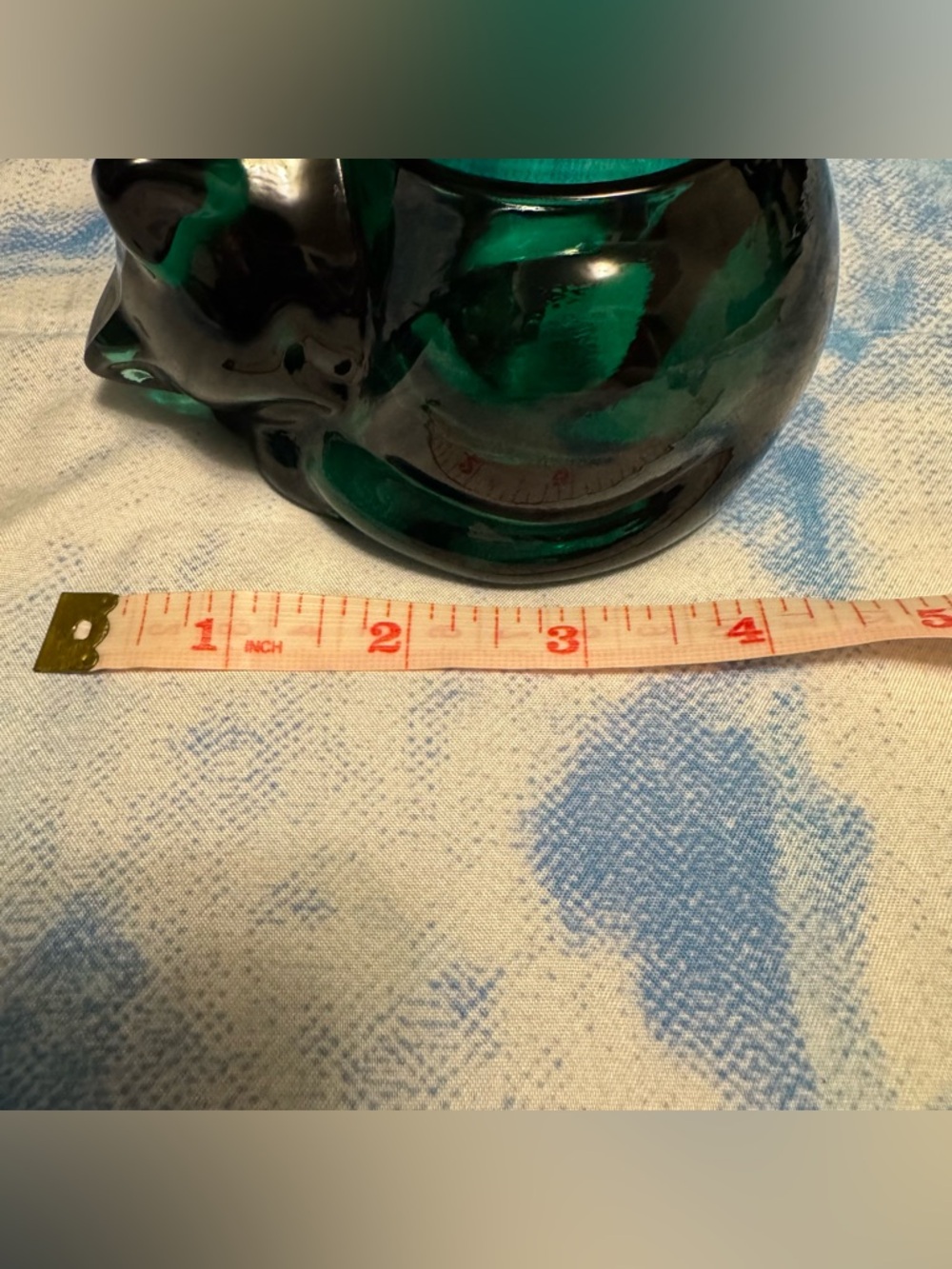 Indiana Glass Emerald Green Heavy Glass Sleeping Cat Votive Candle Holder - Picture 8 of 9